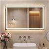 Clevich Specchio Bagno con Luce 100 x 60 cm, Specchio-LED con 3 Colori di Luce Dimmerabile, Vetro Temperato Antideflagrante, Antifog, Interruttore Touc, Funzione Memoria