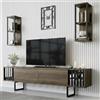 Dmora - Mobile porta TV Ananke, Credenza da soggiorno, Armadio basso per TV, Base parete attrezzata, 180x30h48 cm, Noce e Nero