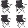 Baroni Home Sedia Campeggio Pieghevole da Esterno Giardino, Seduta Campeggio Impermeabile, Sedia Camping Portatile, Poltroncina da Spiaggia e Pesca con Porta bibite 50x50x80 cm, Set 2 Nero