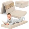 Totsy Baby Materassino Pieghevole 65x195 cm per Bambini e Ospiti - Materasso da Terra in tre parti con rivestimento sfoderabile lavabile a 30 gradi - Futon in schiuma Beige