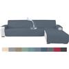 Ystyle Fodera per Divano Angolare A 2 Posti, Copridivano Natalizio Angolo con Braccioli, Rivestimento Protezione Impermeabile Antiscivolo AntiGraffio, Copertura Gatto Cani (210 CM, Grigio Blu)