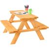 FableKids ARNE Set Tavolo da Picnic per 4 Bambini | Tavolo con panche in legno massello | Mobili da giardino 2-7 anni | Naturale, sicuro e durevole | 89×79×50 cm