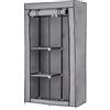Baroni Home Armadio in Tessuto Richiudibile, Pieghevole Salvaspazio con Struttura in Ferro per Camera da Letto, Grigio, 2 Ripiani Laterali, 1 Barra Appendiabiti, 88x45x160 cm