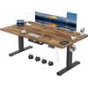 Devoko Scrivania Regolabile in Altezza 160x80 cm Marrone Ufficio con Ruote