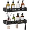 Wisfame Mensole Doccia Senza Foratura,Nero Mensola Bagno Adesiva,Lmpermeabile e Antiruggine Portaoggetti Doccia,2 Pezzi Organizer Bagno per Shampoo Sapone Bagnoschiuma