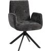 HOMCOM Poltrona da Salotto Girevole 360° con Gambe Angolate, Poltroncina Camera da Letto in Tessuto Effetto Lino, Sedia Moderna Imbottita con Braccioli per Soggiorno, 60x61x88 cm, Nero