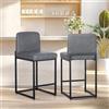 ALPHA HOME Set di 2 sgabelli da bar con schienale, in pelle PU, set da 2 pezzi, con poggiapiedi per bancone della cucina, robusto telaio in acciaio, grigio
