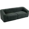 HOMCOM Divano 3 Posti Senza Struttura con Seduta Ampia, Imbottitura Spessa, Divano Compresso Moderno in Ciniglia, 225x93x68 cm, per Salotto e Soggiorno, Verde Scuro