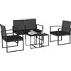 Outsunny Set da Giardino 5 Pezzi 2 Sedie Divanetto Salotto Esterno Nero