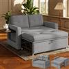 YOUDENOVA Divano letto 3-in-1, Poltrona letto con funzione salotto, Divano relax con schienale regolabile a 5 posizioni, Divano a 2 posti letto con tavolo e tasche laterali, Chenille Grigio