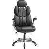 SONGMICS Sedia da Ufficio, Poltrona Girevole Ergonomica, con Braccioli Pieghevoli, Base a Stella in Nylon, Carico Massimo 150 kg, Nero OBG65BK