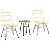 Outsunny Set di Tavolo e Sedie da Giardino da 3 Pezzi in Rattan PE Crema
