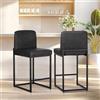 ALPHA HOME Set di 2 sgabelli da bar con schienale, in pelle PU, set da 2 pezzi, con poggiapiedi per bancone della cucina, robusto telaio in acciaio, nero