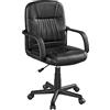 Yaheetech Sedia/Poltroncina da Ufficio Scrivania Girevole Ergonomica in Ecopelle Imbottita Altezza Regolabile con Braccioli e Ruote Portata 123 kg Nera