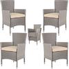 Casaria Set 4 Sedie da Giardino in Polyrattan Cuscini Imbottiti 7 cm Seggiole Impilabili Terrazzo Balcone Esterno