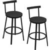 WOLTU Sgabelli Cucina Set 2, con Poggiapiedi e Schienale, Nero