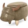 HOMCOM Pouf Contenitore a Forma di Bufalo Moderno 62x35x36cm Marrone