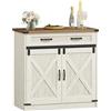 Hzuaneri Credenza cucina, Mobile Cucina con 1 Cassetto, 2 Ante, Ripiani Regolabili, Stile Country Cottage, 40 x 80 x 80 cm, Ambiente Pranzo, Soggiorno, Bianco Rustico e Noce Medio SC84814X