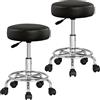 Casaria 2 Sgabelli da Ufficio Seduta Girevole Morbida 10cm Altezza Regolabile 51-65cm Poggiapiedi