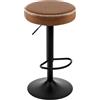 EUGAD Sgabello Alto, Regolabile, PU Vintage, Marrone