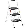 BONTEC Scala a 3 Gradini Pieghevole con Corrimano, Portata 150 kg,Bianco