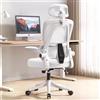 XUEGW Sedia da Ufficio Ergonomica - Bianco | Sedia da Scrivania Regolabile con Schienale Alto in Rete,Supporto Lombare,Braccioli Ribaltabili | Per Ufficio Domestico,Gaming,Studio