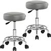 Casaria 2 Sgabelli da Ufficio Seduta Girevole Morbida 10cm Altezza Regolabile 51-65cm Poggiapiedi