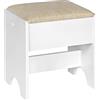WOLTU Sgabello Per Toeletta da Trucco, in Legno MDF e Lino, Bianco e Beige