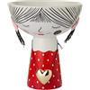 Baroni Home Vaso in Ceramica a Forma di Coppa Linea Lovely Girl Vestito Rosso Collana Cuore 18x18x21 cm