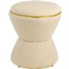 Baroni Home Pouf Poggiapiedi in Sherpa a Forma di Clessidra, Sgabello Imbottito Resistente per Interno per Camera da Letto, Soggiorno, 37x37x43 cm, Beige