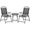 Outsunny Set da Giardino 3 Pezzi con 2 Sedie Pieghevoli Grigio Scuro