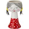Baroni Home Vaso in Ceramica a Forma di Coppa Linea Lovely Girl Vestito Rosso 12x12x20 cm