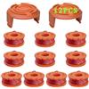 Gucass 12 Pezzi Filo Tagliabordi Bobina Adattoper per Worx da 20 V Tagliabordi, Ø1.65mm e 3.0m, Sostituzione Rocchetto Filo Tagliabordi, Bobine di Ricambio(10 Bobine Tagliaerba+ 2 Copertura Bobina)