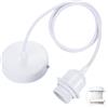 Linkind Portalampada E27 in Metallo, Lampada a Sospensione con Cavo(100CM Altezza Massima Regolabile) e Anello Filettato, Portalampada Compatibile con Paralume(Bianco)