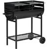 Bricozone Barbecue A Carbone Con 2 Griglie Regolabili BBQ In Acciaio Resistente Con Ruote E Ripiano Portaoggetti Ideale Per Giardino Terrazzo E Grigliate All Aperto 90 x 45 x 96 Cm Nero