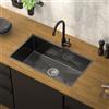 ML DESIGN modern living ML-Design Lavello da Cucina 70 x 40 cm Lavabo da Incasso Antracite Rettangolare in Acciaio Inox Lavello Sottopiano a 1 Vasca con Set di Scarico e Troppopieno Vasca Singola con Sifone Lavandino XXL