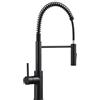 CECIPA Rubinetto Cucina Nero con Molla e 2 Tipi di Getto, Arco Alto Miscelatore Cucina Nero con Doccetta Estraibile, Rubinetto Lavello a Girevole 360°, Miscelatore in Acciaio Inox