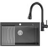 CECIPA 75x45 cm Lavello Nero Acciaio con Arco Rubinetto Cucina Estraibile