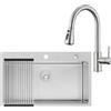CECIPA 75x45 cm Lavello Cucina 1 Vasca con Arco Rubinetto Cucina Estraibile