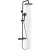 Detbom Colonna Doccia Termostatica con Miscelatore, DETBOM Set Doccia in Acciaio Inox 304 - Soffione Pioggia 25cm + Doccetta 3 Jet Autopulente, Kit Completo con Tubo 1.5m e Staffa Regolabile, Rotondo, Nero