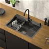 ML DESIGN modern living ML-Design Lavello da Cucina 1 Vasca 68 x 45 cm Lavabo da Incasso in Acciaio Antracite Antiruggine con Dispenser per Sapone e Cestello Scolapiatti Lavandino con Strato Anti Condensazione