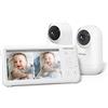 momcozy BM01 Baby Monitor Video con 2 Telecamere, 5" 1080P HD Split-Screen, Batteria 5000mAh, No WiFi,Visione Notturna, Audio Bidirezionale, VOX, 300m, Idea Regalo Nascita per Gemelli
