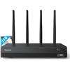 Reolink 4K 12CH NVR, Dual-band Wi-Fi 6, HDD 2TB Integrato, RLN12W