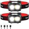Blukar Torcia Frontale LED, 2 Pezzi 2000LM Lampada Frontale Ricaricabile