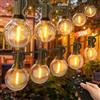 BokiHuk Catena Luminosa Esterno 30 Metri, Dimmerabile Catena di Luci per Esterno con Telecomando, LED Lucette da Esterno con 50+2 G40 Lampadine per Giardino, Gazebo, Terrazze, Campeggio, Balcone, Giardini