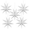 Vicloon 5 Pezzi Stelle di Carta da Appendere, 50cm Decorazione Stella di Carta 9 Punte, 5D Addobbi Natalizi Stella per Decorazione Finestra, Natale, Avvento, Festa, Compleanno, Matrimonio(Bianco)