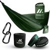 NORDMUT® Amaca Ultralight Outdoor [con Set di Fissaggio] - Amaca da Campeggio con Set di Protezione degli Alberi per Campeggio, Outdoor e Giardino - Portata Max 225 kg (Verde / 140 x 275 cm)