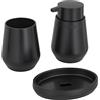 Baroni Home Set da Bagno 3 Pezzi in Plastica Resistente, Set Bagno Moderno, Composto da Dispenser, Bicchiere e portasapone, Nero