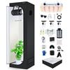 BOSYTRO Grow Box Kit Completo, Tenda da Crescita, Luce per Piante da 120W, Kit Completo di Tenda idroponica 600D con Sistema di Ventilazione, con Termoigrometro e Timer(60x60x180cm)