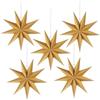 Vicloon 5 Pezzi Stelle di Carta da Appendere, 50cm Decorazione Stella di Carta 9 Punte, 5D Addobbi Natalizi Stella per Decorazione Finestra, Natale, Avvento, Festa, Compleanno, Matrimonio(Carta Kraft)